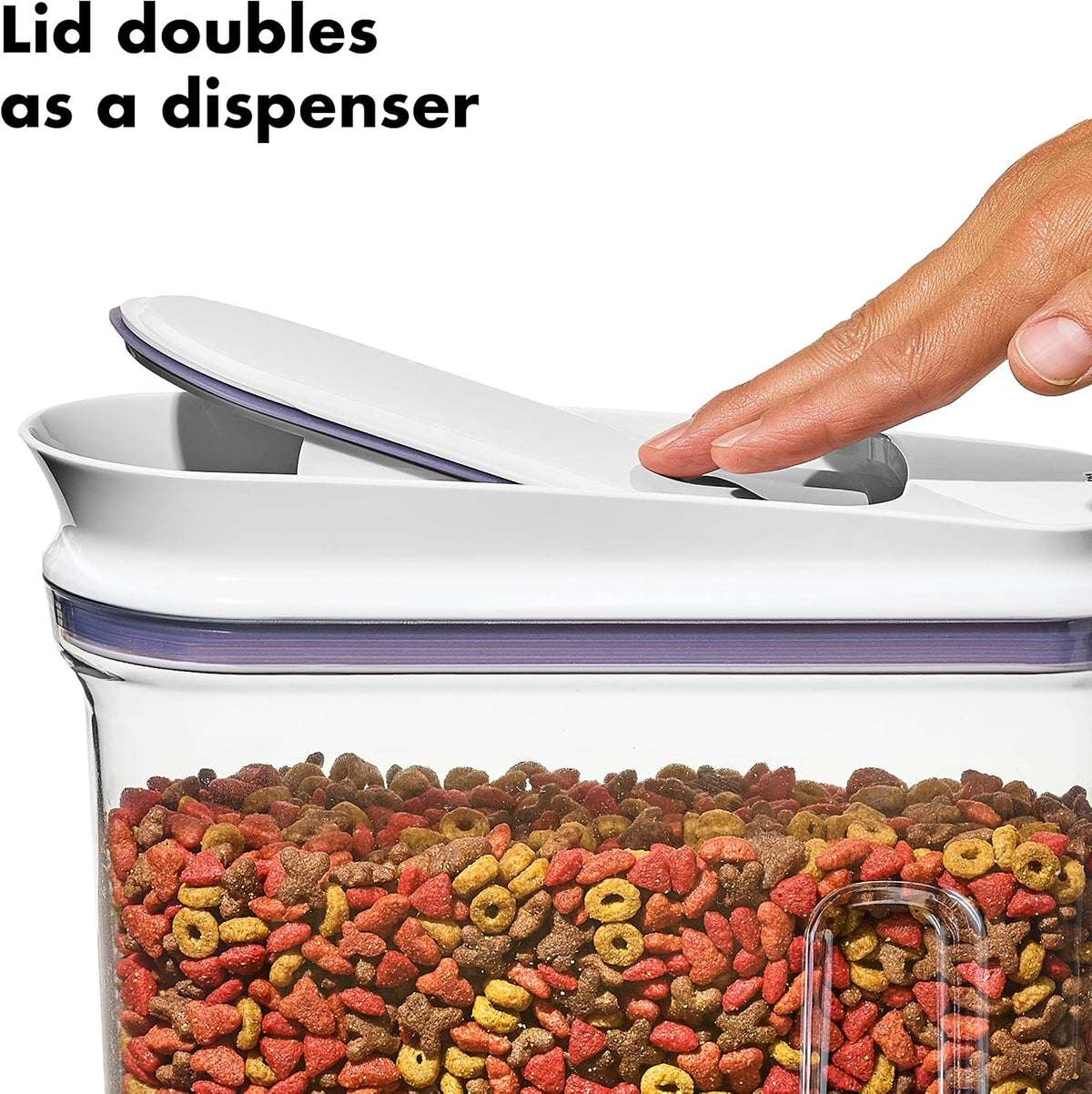 Good Grips Pet POP Container – 6.0 Qt/5.7 L with Half Scoop, Ideal for up to 6.5lbs of Dog Food or 4.5lbs of Cat Food, Airtight Dog and Cat Food Storage Container, BPA Free, Clear
