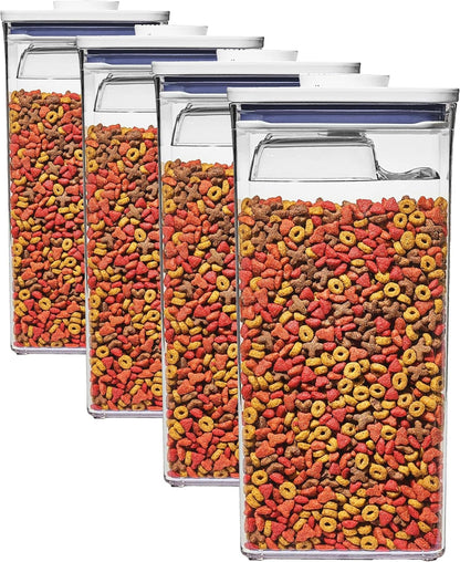 Good Grips Pet POP Container – 6.0 Qt/5.7 L with Half Scoop, Ideal for up to 6.5lbs of Dog Food or 4.5lbs of Cat Food, Airtight Dog and Cat Food Storage Container, BPA Free, Clear