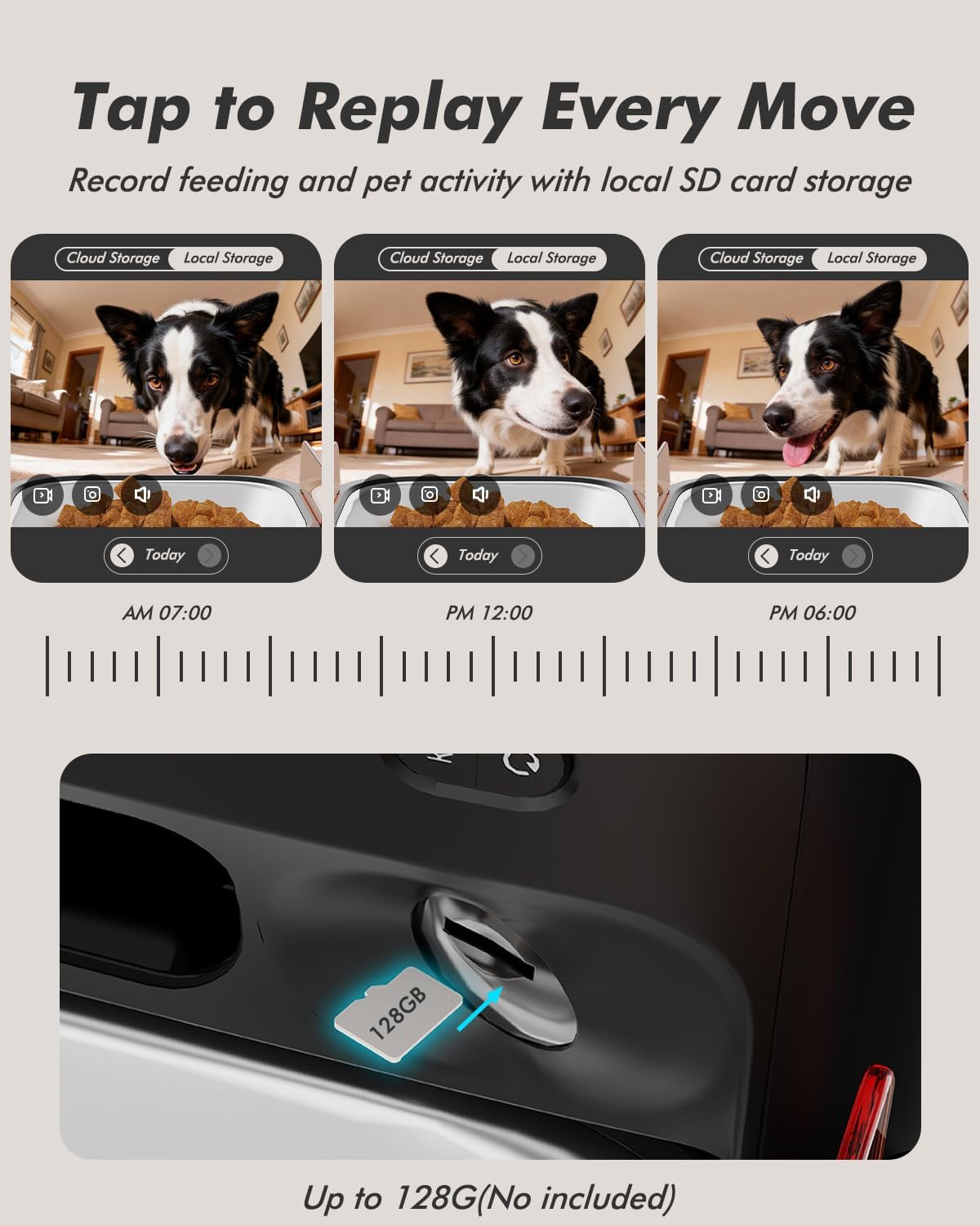 Automatic Dog Feeder for Large Breed with Camera - 15L/ 64 Cups Anti-Clog 5G WiFi Dog Food Dispenser for 2-23mm Kibble, Elevated Stand, Large Food Tray, 1080P HD Video with Night Vision, Keeps Fresh