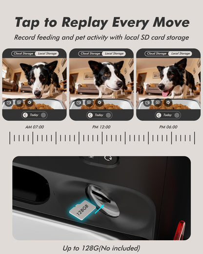 Automatic Dog Feeder for Large Breed with Camera - 15L/ 64 Cups Anti-Clog 5G WiFi Dog Food Dispenser for 2-23mm Kibble, Elevated Stand, Large Food Tray, 1080P HD Video with Night Vision, Keeps Fresh