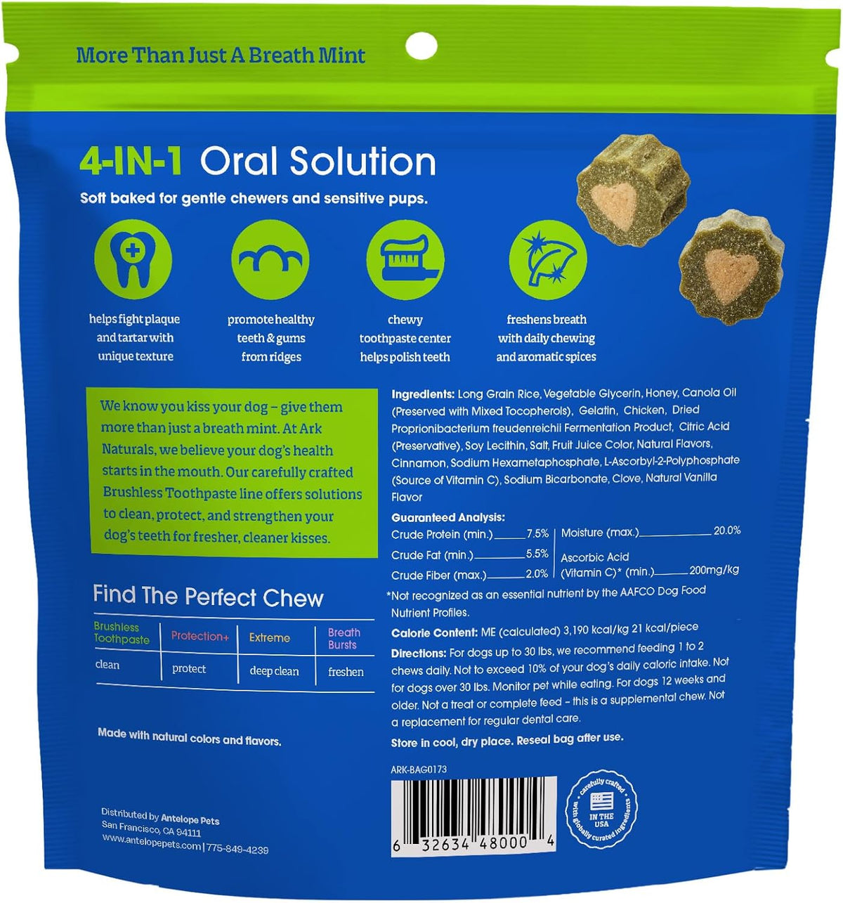 Brushless Toothpaste Dog Dental Chews - Large Breeds (10 ct)