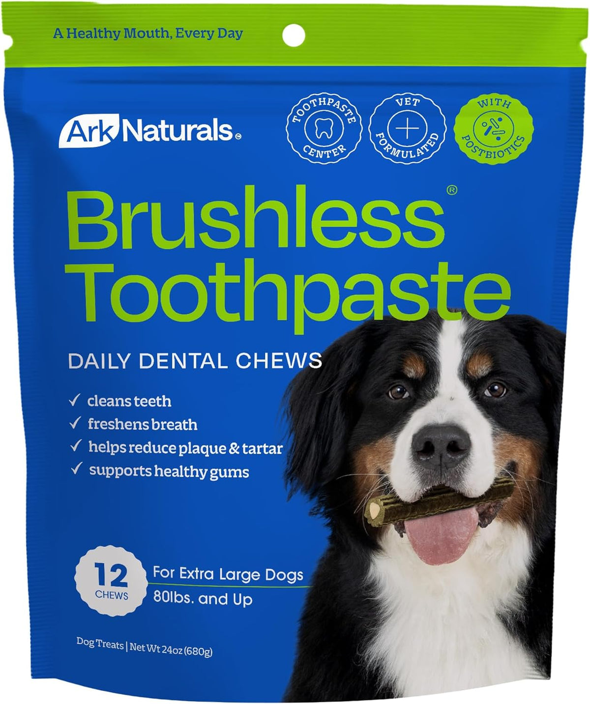 Brushless Toothpaste Dog Dental Chews - Large Breeds (10 ct)