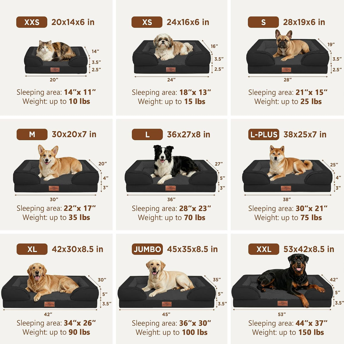 Waterproof Orthopedic Dog Bed for Extra Large Dogs | Supportive Egg Crate Foam XL Pet Bed with Removable Bolster, Dog Couch with Washable Cover & Non-Slip Bottom, 42x30 Inch - Colors A
