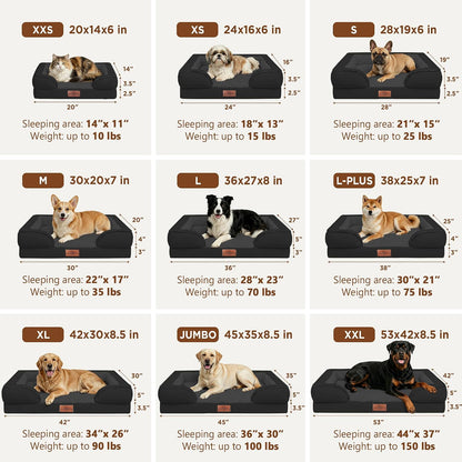 Waterproof Orthopedic Dog Bed for Extra Large Dogs | Supportive Egg Crate Foam XL Pet Bed with Removable Bolster, Dog Couch with Washable Cover & Non-Slip Bottom, 42x30 Inch - Colors A