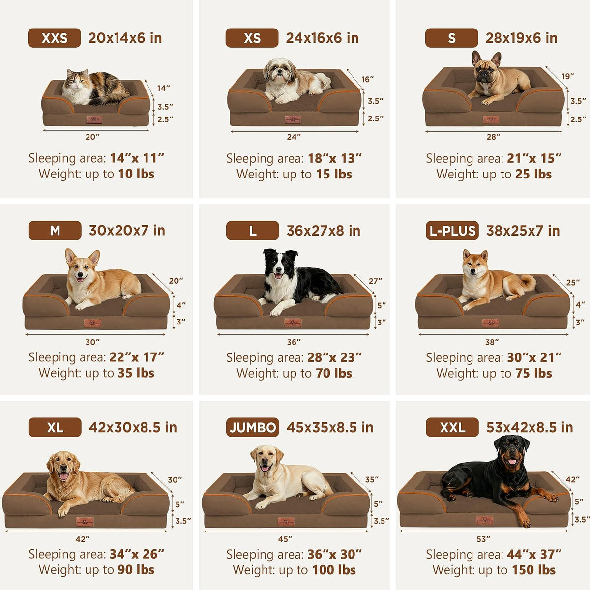 Waterproof Orthopedic Dog Bed for Extra Large Dogs | Supportive Egg Crate Foam XL Pet Bed with Removable Bolster, Dog Couch with Washable Cover & Non-Slip Bottom, 42x30 Inch - Colors A