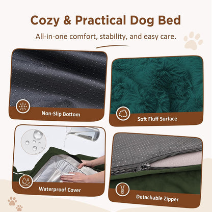 Waterproof Orthopedic Dog Bed for Extra Large Dogs | Supportive Egg Crate Foam XL Pet Bed with Removable Bolster, Dog Couch with Washable Cover & Non-Slip Bottom, 42x30 Inch - Colors A