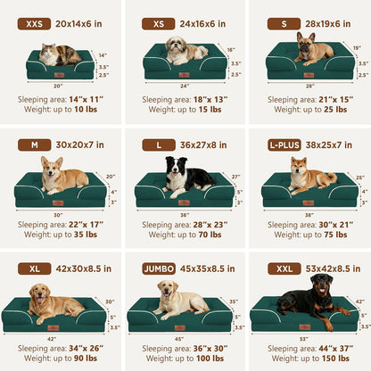Waterproof Orthopedic Dog Bed for Extra Large Dogs | Supportive Egg Crate Foam XL Pet Bed with Removable Bolster, Dog Couch with Washable Cover & Non-Slip Bottom, 42x30 Inch - Colors A