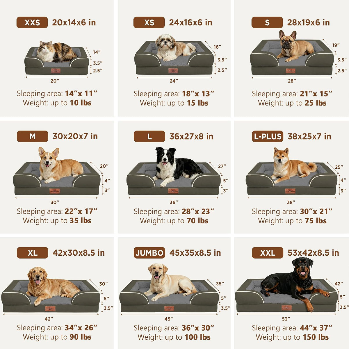 Waterproof Orthopedic Dog Bed for Extra Large Dogs | Supportive Egg Crate Foam XL Pet Bed with Removable Bolster, Dog Couch with Washable Cover & Non-Slip Bottom, 42x30 Inch - Colors A