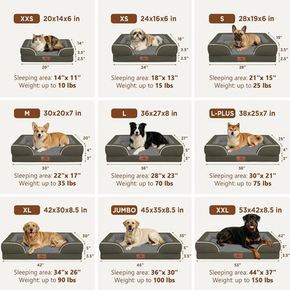 Waterproof Orthopedic Dog Bed for Extra Large Dogs | Supportive Egg Crate Foam XL Pet Bed with Removable Bolster, Dog Couch with Washable Cover & Non-Slip Bottom, 42x30 Inch - Colors A