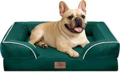 Waterproof Orthopedic Dog Bed for Extra Large Dogs | Supportive Egg Crate Foam XL Pet Bed with Removable Bolster, Dog Couch with Washable Cover & Non-Slip Bottom, 42x30 Inch - Colors A