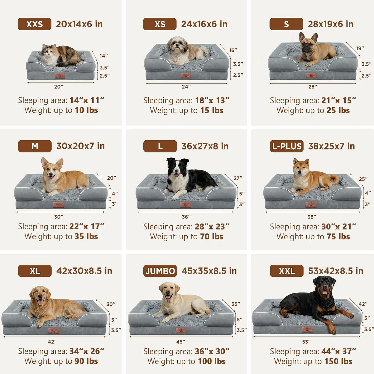 Waterproof Orthopedic Dog Bed for Extra Large Dogs | Supportive Egg Crate Foam XL Pet Bed with Removable Bolster, Dog Couch with Washable Cover & Non-Slip Bottom, 42x30 Inch - Colors A