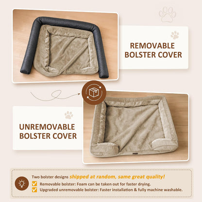 Waterproof Orthopedic Dog Bed for Extra Large Dogs | Supportive Egg Crate Foam XL Pet Bed with Removable Bolster, Dog Couch with Washable Cover & Non-Slip Bottom, 42x30 Inch - Colors A
