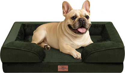 Waterproof Orthopedic Dog Bed for Extra Large Dogs | Supportive Egg Crate Foam XL Pet Bed with Removable Bolster, Dog Couch with Washable Cover & Non-Slip Bottom, 42x30 Inch - Colors A