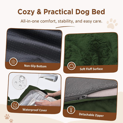 Waterproof Orthopedic Dog Bed for Extra Large Dogs | Supportive Egg Crate Foam XL Pet Bed with Removable Bolster, Dog Couch with Washable Cover & Non-Slip Bottom, 42x30 Inch - Colors A