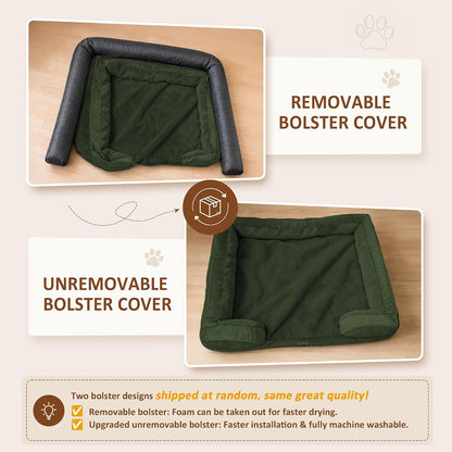 Waterproof Orthopedic Dog Bed for Extra Large Dogs | Supportive Egg Crate Foam XL Pet Bed with Removable Bolster, Dog Couch with Washable Cover & Non-Slip Bottom, 42x30 Inch - Colors A