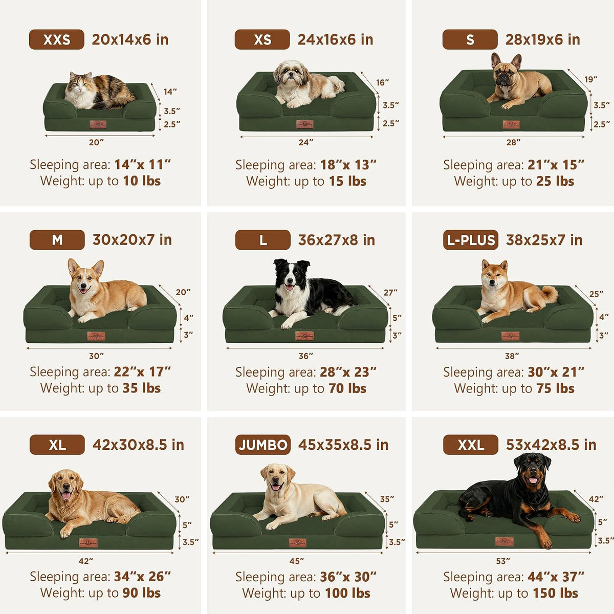 Waterproof Orthopedic Dog Bed for Extra Large Dogs | Supportive Egg Crate Foam XL Pet Bed with Removable Bolster, Dog Couch with Washable Cover & Non-Slip Bottom, 42x30 Inch - Colors A