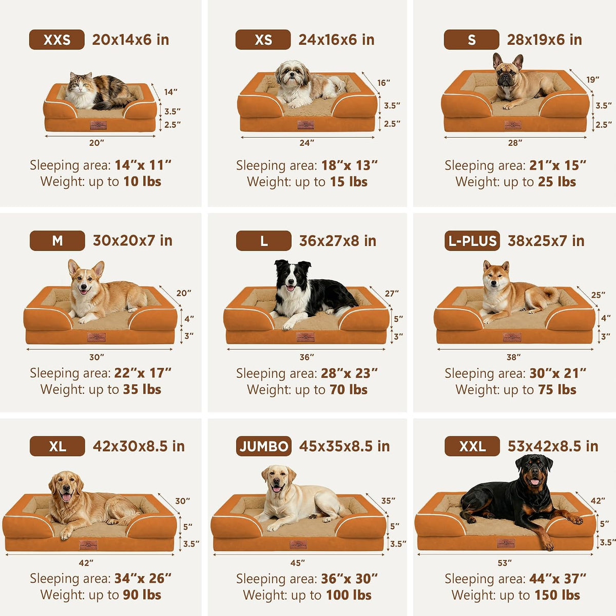Waterproof Orthopedic Dog Bed for Extra Large Dogs | Supportive Egg Crate Foam XL Pet Bed with Removable Bolster, Dog Couch with Washable Cover & Non-Slip Bottom, 42x30 Inch - Colors A