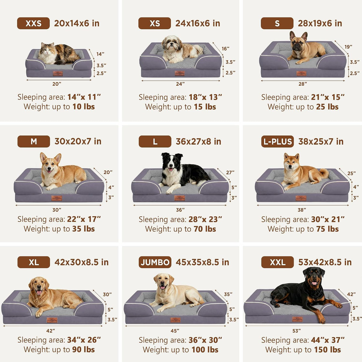 Waterproof Orthopedic Dog Bed for Extra Large Dogs | Supportive Egg Crate Foam XL Pet Bed with Removable Bolster, Dog Couch with Washable Cover & Non-Slip Bottom, 42x30 Inch - Colors A