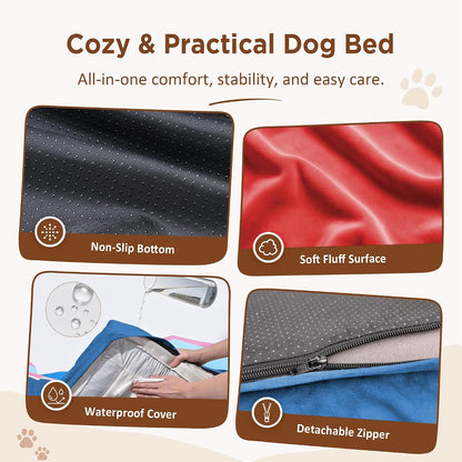 Waterproof Orthopedic Dog Bed for Extra Large Dogs | Supportive Egg Crate Foam XL Pet Bed with Removable Bolster, Dog Couch with Washable Cover & Non-Slip Bottom, 42x30 Inch - Colors A