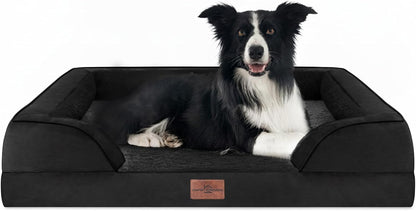 Waterproof Orthopedic Dog Bed for Extra Large Dogs | Supportive Egg Crate Foam XL Pet Bed with Removable Bolster, Dog Couch with Washable Cover & Non-Slip Bottom, 42x30 Inch - Colors A