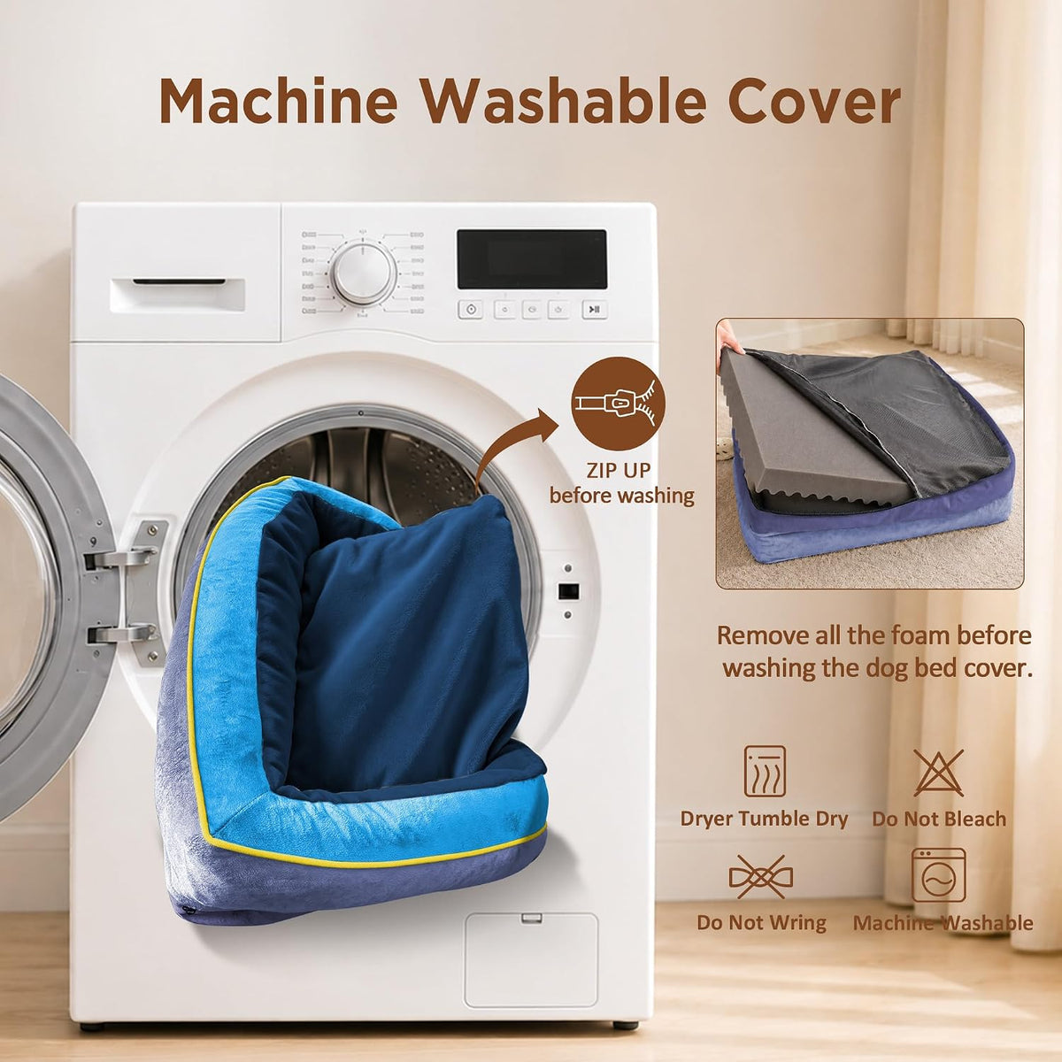 Waterproof Orthopedic Dog Bed for Extra Large Dogs | Supportive Egg Crate Foam XL Pet Bed with Removable Bolster, Dog Couch with Washable Cover & Non-Slip Bottom, 42x30 Inch - Colors A