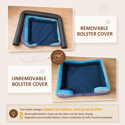 Waterproof Orthopedic Dog Bed for Extra Large Dogs | Supportive Egg Crate Foam XL Pet Bed with Removable Bolster, Dog Couch with Washable Cover & Non-Slip Bottom, 42x30 Inch - Colors A