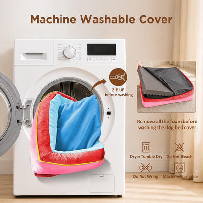 Waterproof Orthopedic Dog Bed for Extra Large Dogs | Supportive Egg Crate Foam XL Pet Bed with Removable Bolster, Dog Couch with Washable Cover & Non-Slip Bottom, 42x30 Inch - Colors A