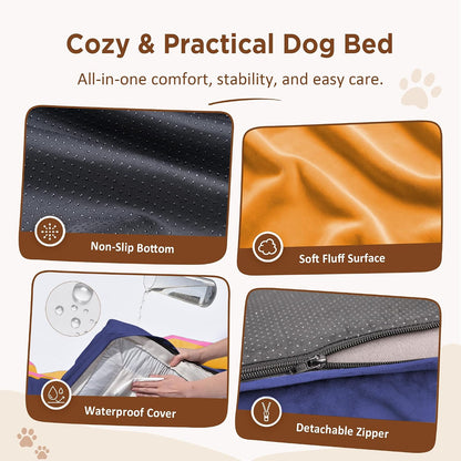 Waterproof Orthopedic Dog Bed for Extra Large Dogs | Supportive Egg Crate Foam XL Pet Bed with Removable Bolster, Dog Couch with Washable Cover & Non-Slip Bottom, 42x30 Inch - Colors A