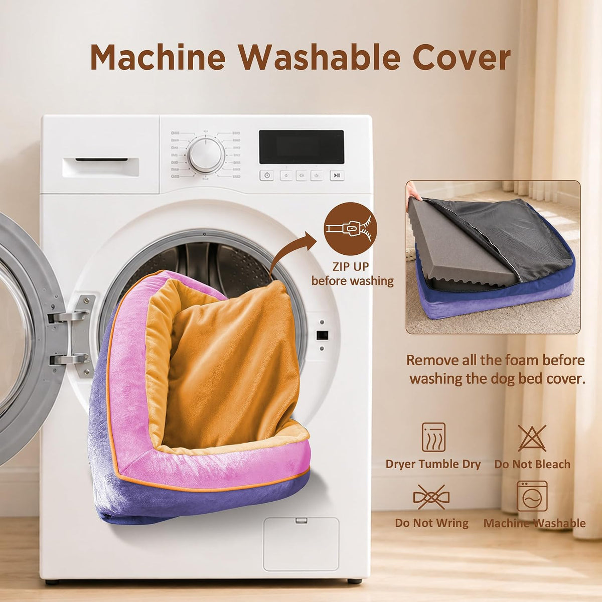 Waterproof Orthopedic Dog Bed for Extra Large Dogs | Supportive Egg Crate Foam XL Pet Bed with Removable Bolster, Dog Couch with Washable Cover & Non-Slip Bottom, 42x30 Inch - Colors A