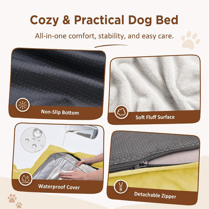 Waterproof Orthopedic Dog Bed for Extra Large Dogs | Supportive Egg Crate Foam XL Pet Bed with Removable Bolster, Dog Couch with Washable Cover & Non-Slip Bottom, 42x30 Inch - Colors A