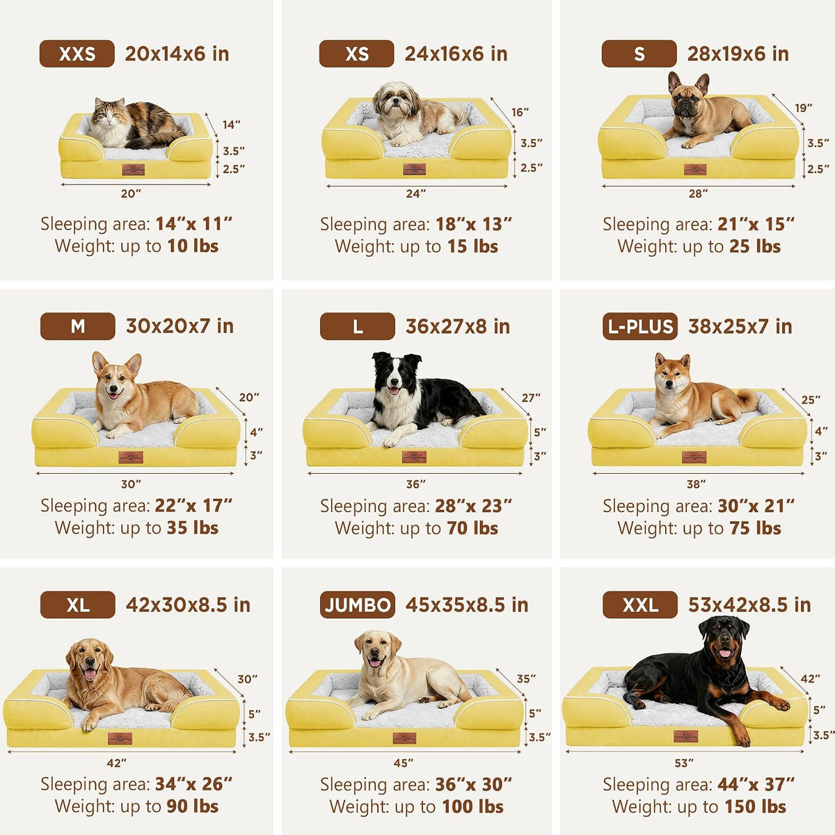 Waterproof Orthopedic Dog Bed for Extra Large Dogs | Supportive Egg Crate Foam XL Pet Bed with Removable Bolster, Dog Couch with Washable Cover & Non-Slip Bottom, 42x30 Inch - Colors A