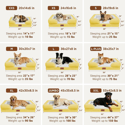 Waterproof Orthopedic Dog Bed for Extra Large Dogs | Supportive Egg Crate Foam XL Pet Bed with Removable Bolster, Dog Couch with Washable Cover & Non-Slip Bottom, 42x30 Inch - Colors A