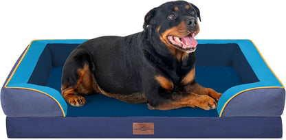 Waterproof Orthopedic Dog Bed for Extra Large Dogs | Supportive Egg Crate Foam XL Pet Bed with Removable Bolster, Dog Couch with Washable Cover & Non-Slip Bottom, 42x30 Inch - Colors A