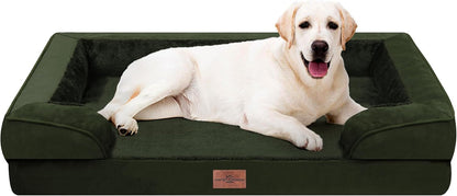 Waterproof Orthopedic Dog Bed for Extra Large Dogs | Supportive Egg Crate Foam XL Pet Bed with Removable Bolster, Dog Couch with Washable Cover & Non-Slip Bottom, 42x30 Inch - Colors A