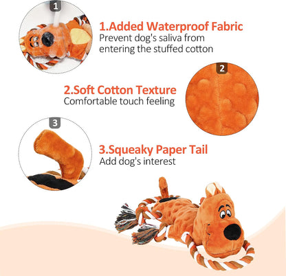 Tough Indestructible Dog Toys for Aggressive Chewers, Durable Dog Chew Toys for Large Breeds With Cotton Material & Crinkle Paper, Aggressive Chew Toys for Dogs