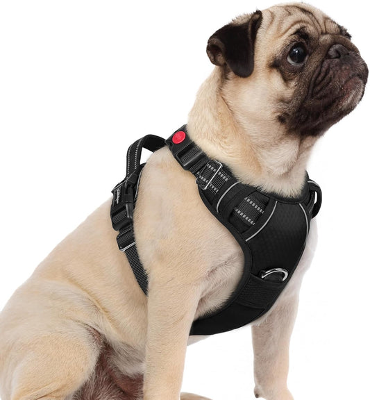 Dog Harness for Large, No Pull 3 Buckles Easy On & Off | Soft Padded, Walking with Control Handle, Adjustable and Reflective, Pink, Large