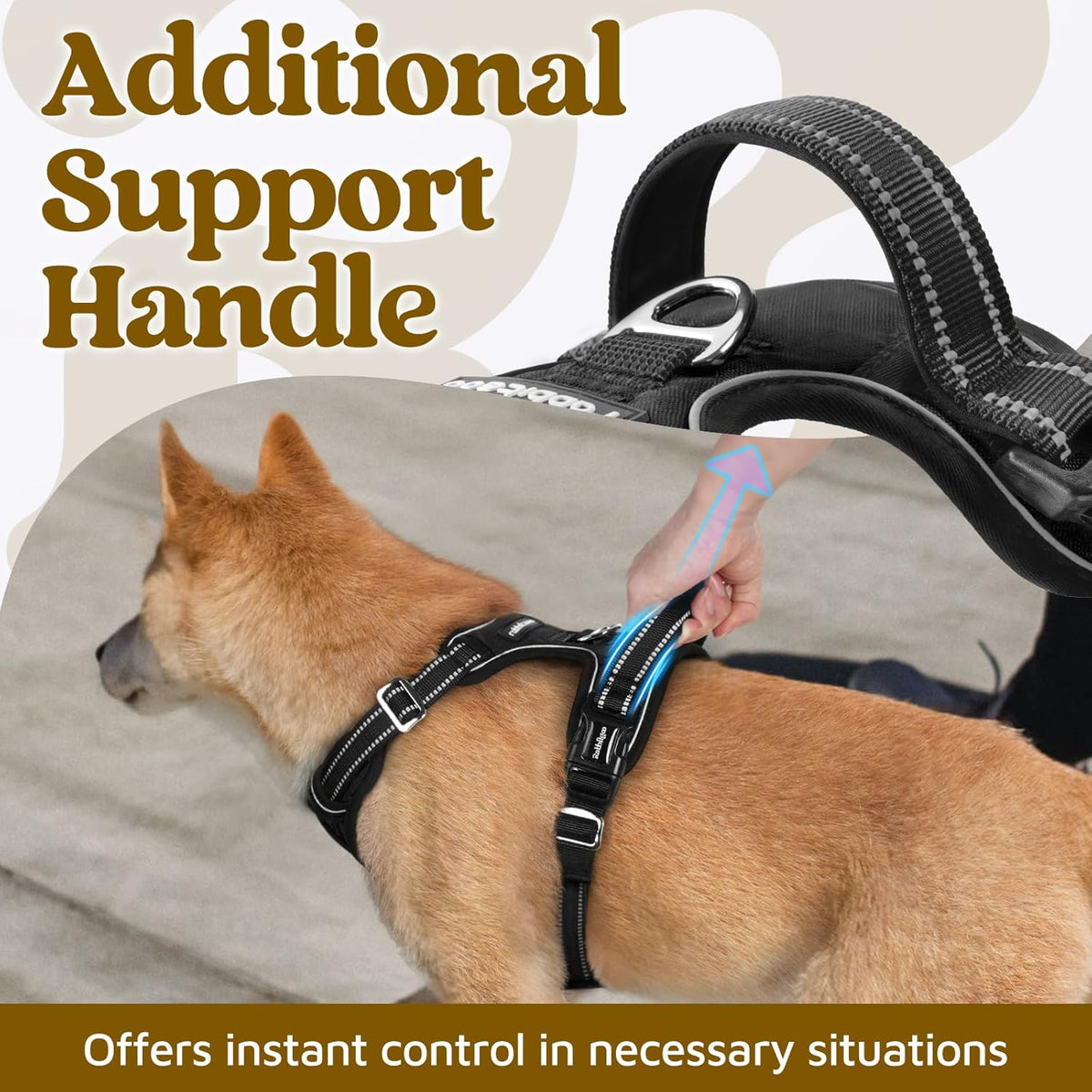 Dog Harness for Large, No Pull 3 Buckles Easy On & Off | Soft Padded, Walking with Control Handle, Adjustable and Reflective, Pink, Large