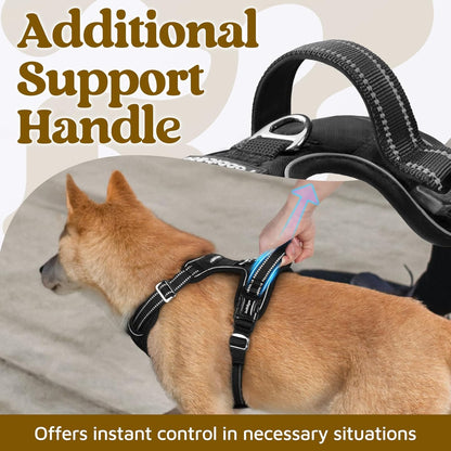 Dog Harness for Large, No Pull 3 Buckles Easy On & Off | Soft Padded, Walking with Control Handle, Adjustable and Reflective, Pink, Large