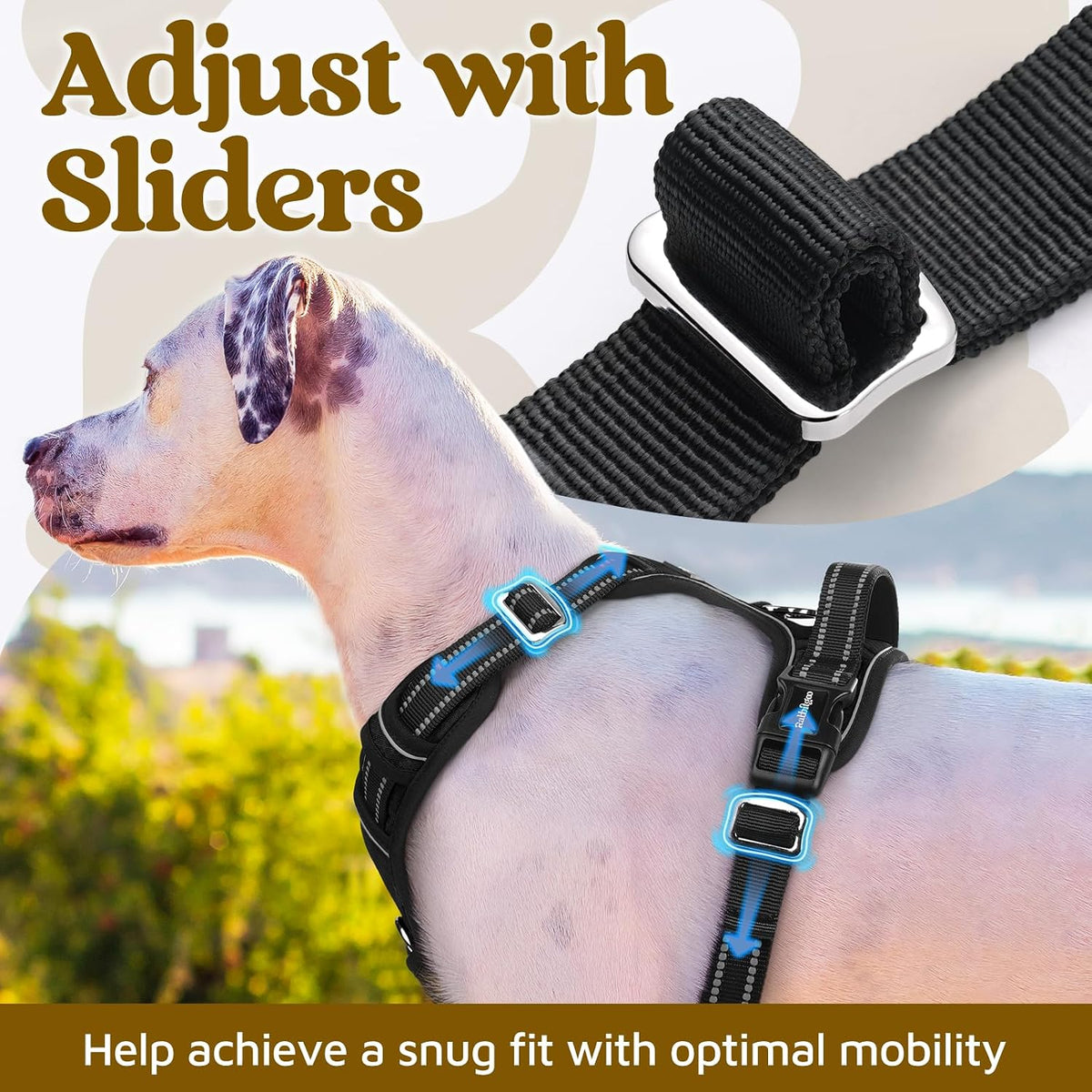 Dog Harness for Large, No Pull 3 Buckles Easy On & Off | Soft Padded, Walking with Control Handle, Adjustable and Reflective, Pink, Large