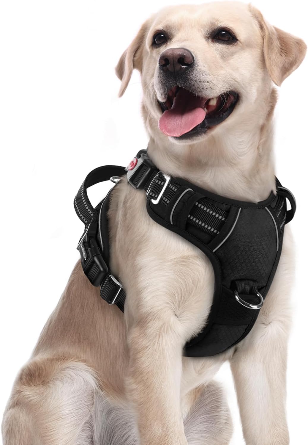 Dog Harness for Large, No Pull 3 Buckles Easy On & Off | Soft Padded, Walking with Control Handle, Adjustable and Reflective, Pink, Large