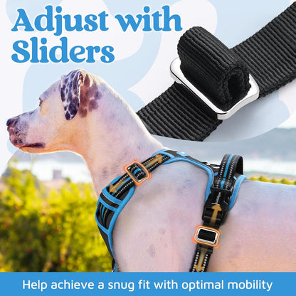Dog Harness for Large, No Pull 3 Buckles Easy On & Off | Soft Padded, Walking with Control Handle, Adjustable and Reflective, Pink, Large