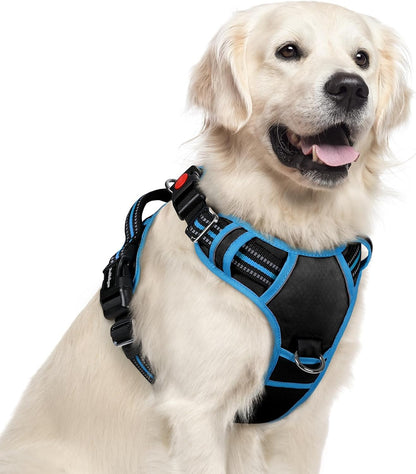 Dog Harness for Large, No Pull 3 Buckles Easy On & Off | Soft Padded, Walking with Control Handle, Adjustable and Reflective, Pink, Large