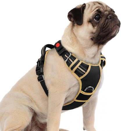 Dog Harness for Large, No Pull 3 Buckles Easy On & Off | Soft Padded, Walking with Control Handle, Adjustable and Reflective, Pink, Large
