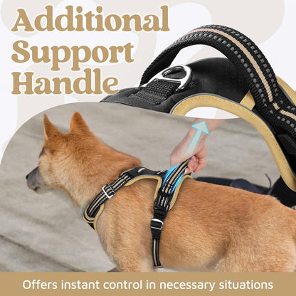 Dog Harness for Large, No Pull 3 Buckles Easy On & Off | Soft Padded, Walking with Control Handle, Adjustable and Reflective, Pink, Large