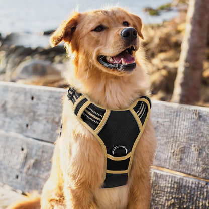 Dog Harness for Large, No Pull 3 Buckles Easy On & Off | Soft Padded, Walking with Control Handle, Adjustable and Reflective, Pink, Large