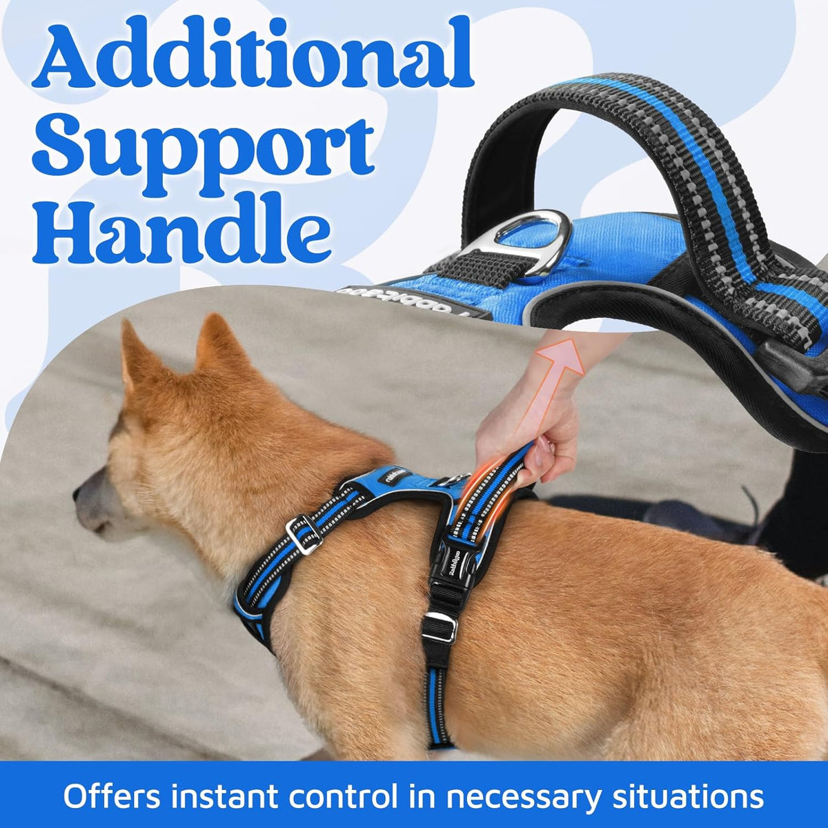 Dog Harness for Large, No Pull 3 Buckles Easy On & Off | Soft Padded, Walking with Control Handle, Adjustable and Reflective, Pink, Large