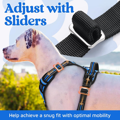 Dog Harness for Large, No Pull 3 Buckles Easy On & Off | Soft Padded, Walking with Control Handle, Adjustable and Reflective, Pink, Large