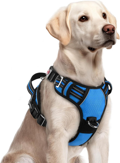 Dog Harness for Large, No Pull 3 Buckles Easy On & Off | Soft Padded, Walking with Control Handle, Adjustable and Reflective, Pink, Large