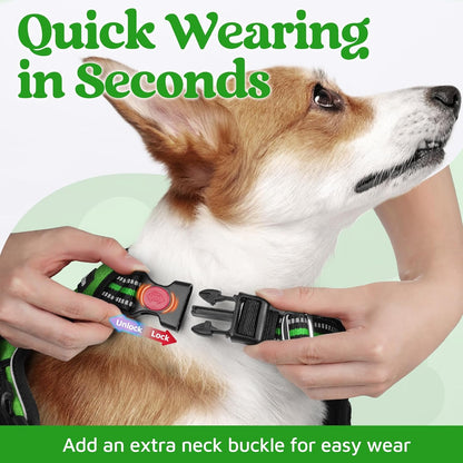 Dog Harness for Large, No Pull 3 Buckles Easy On & Off | Soft Padded, Walking with Control Handle, Adjustable and Reflective, Pink, Large