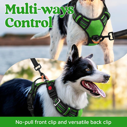 Dog Harness for Large, No Pull 3 Buckles Easy On & Off | Soft Padded, Walking with Control Handle, Adjustable and Reflective, Pink, Large